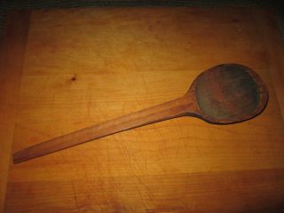 Antique Primitive Country Farmhouse Wood Hearth Stirring Spoon 16.  5 