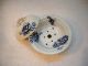 3 Pc.  Antique Cobalt Flow Blue Floral Covered Butter Cheese Dish Primitives photo 1