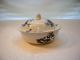3 Pc.  Antique Cobalt Flow Blue Floral Covered Butter Cheese Dish Primitives photo 2