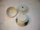 3 Pc.  Antique Cobalt Flow Blue Floral Covered Butter Cheese Dish Primitives photo 4