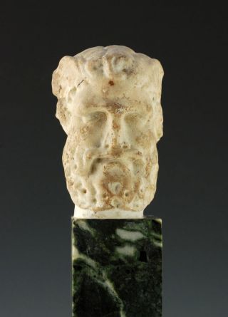 200ad Ancient Roman Marble Figurine Of Zeus Ammon (head) photo