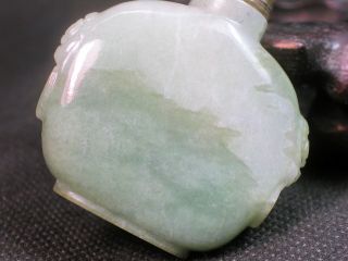 Chinese Lion Eent Carved Green A Jadeite Jade Snuff Bottle photo