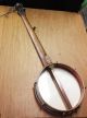 Primitive Antique Long Old Wood Banjo Musical String Instrument Rustic Wall Art String photo 3