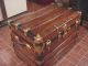 A Ladycomet Refinished Flat Top Steamer Trunk Antique Chest With Key & Tray 1800-1899 photo 3