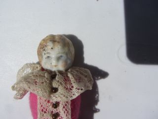 Antique Bisque Head Doll Pin Cushion Marotte 5 