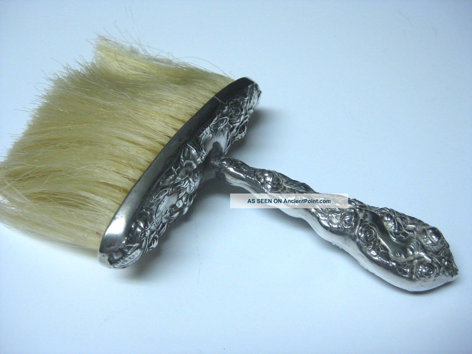 Antique Sterling Silver Art Nouveau Crumb Brush - Embossed Roses,  Lady & Bird Other photo