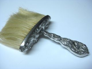 Antique Sterling Silver Art Nouveau Crumb Brush - Embossed Roses,  Lady & Bird photo