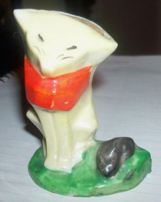 Figural Art Deco Modernist Cat + Mouse Pincushion Hatpin Made In Japan Lustre photo