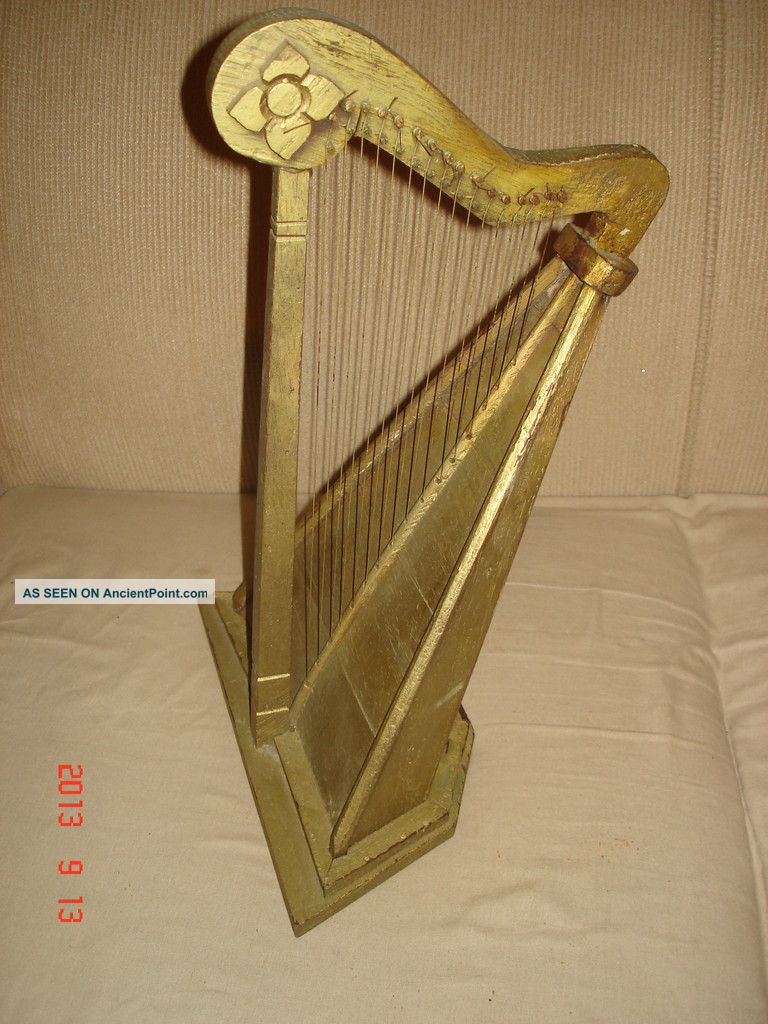 Aafa Antique Wooden Harp Table Model Diminutive Sample Size Display Primitives photo