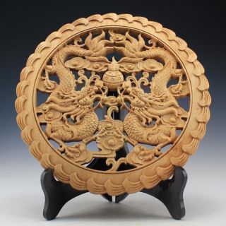 Private Collection Chinese Wood Dragon Plate Wall Sculptures ^ F&s photo
