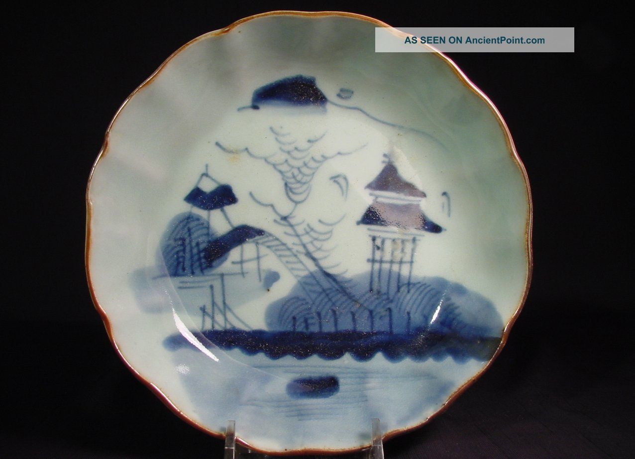 19thc Japanese Sometsuke Namasu Bowl Scalloped Rim Arita Ware Bowls photo
