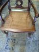 Mid Century Chair Ecclectic Mahogany English Carved Flowers Caned Seat Extra Wid Post-1950 photo 5
