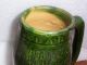 Vtg Green Glaze Pottery Mug German Mug With Shield Handmade Clay Stien Mugs & Tankards photo 10
