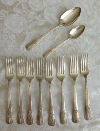 Of 10 Pieces Of Vernon Silverplate Silverware Flatware Forks Spoons photo