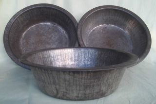 Of 3 Old Round Bread Pans photo