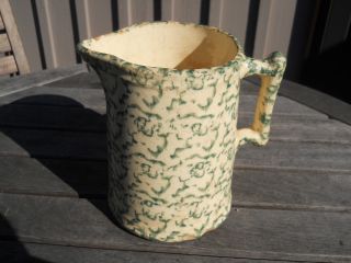 Antique Sponge Spongeware Pitcher Spatterware Green 6 - 3/4 