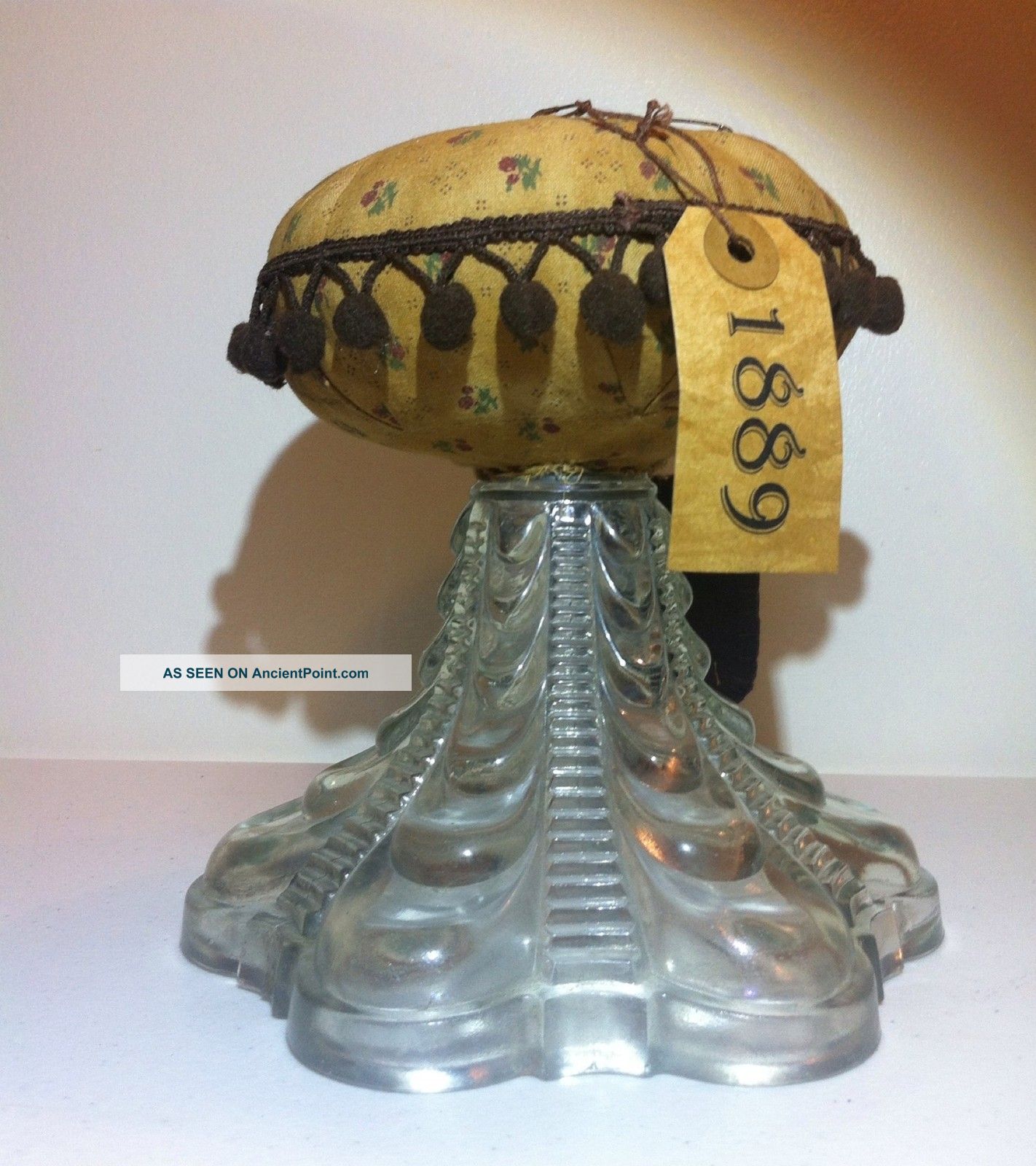 Antique Base Primitive Make - Do Pin Cushion 1880 - 1900 Lamp Base Primitives photo