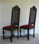 Pair/two Spanish Style Cane Tallback Throne Accent Chairs Red Velvet Carved Post-1950 photo 4
