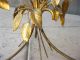 Vintage Italian Wheat Sheaf Style End Coffee Table Gold Gilt Round Glass Top Post-1950 photo 1