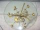 Vintage Italian Wheat Sheaf Style End Coffee Table Gold Gilt Round Glass Top Post-1950 photo 2