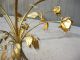 Vintage Italian Wheat Sheaf Style End Coffee Table Gold Gilt Round Glass Top Post-1950 photo 3