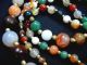 Antique Very Long Multicolored Nephrite Jade Necklace,  36 
