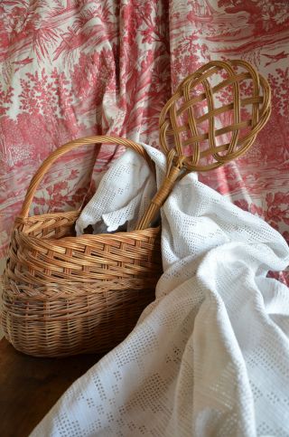 Antique French Hand Woven Carpet Beater photo