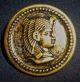 Antique Egyptian Pharoh Head Button - Brass Plt Metal - 1.  5 