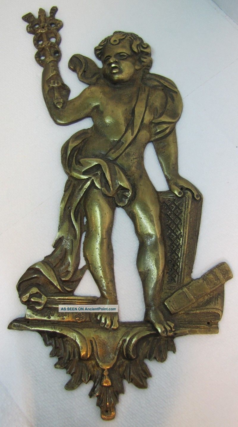 Antique 1700s Medical Doctors Brass Advertising Door Plaque High Relief Rare Metalware photo