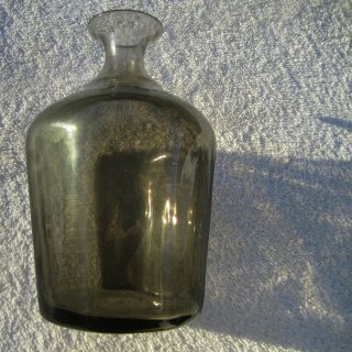 Mid - Century Modern Design Applied Top Ground Pontil 8 Sided Smoked Glass Bottle photo