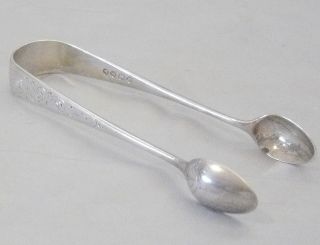 Antique Hand Engraved Sterling Sugar Tongs 
