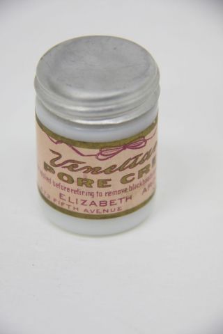 Antique Milk Glass Jar Pore Cleaner Elizabeth Arden Venetian Line W/contents Nr photo