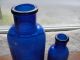 Cobalt Blue 1800s Mold Blown Medicine Bottle Of Two Bottles 9 