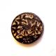 Antique Black Glass Button W/gold W/prehistoric Bird Or Dinosaur & Leaves 11/16” Buttons photo 7