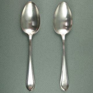 Silver Tablespoons Serving Spoons Gorham Roslyn Set Of 2 Elmwood Plate Mono U photo