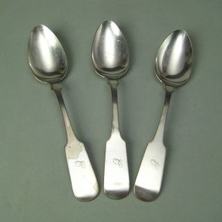 Set 3 Vtg Silver Plated Fiddleback Tablespoons Serving Rogers Smith Shabby Mono photo