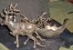 Rare Antique Vintage Silverplate Deer Carriage Sauce Dish 20in Long Sauce Boats photo 2