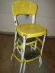 Vintage Retro Yellow Cosco Step Stool Mid - Century Kitchen Steel Footstool Chair Post-1950 photo 1