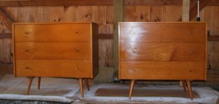Pair Of Three - Drawer Planner Group Dressers By Paul Mccobb photo