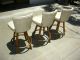 Three Danish Mid Century Barstools Decorative Nails Swivel Chairs Pair Post-1950 photo 4