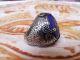 Big Antique Islamic Engraved Ethnic Middle Eastern Jewelry Ring Lapis Lazuli Gem Islamic photo 3