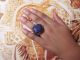 Big Antique Islamic Engraved Ethnic Middle Eastern Jewelry Ring Lapis Lazuli Gem Islamic photo 6