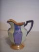 Antique Art Deco Luster Creamer Sugar Bowl Angular Blue Yellow Stripe Noritake Art Deco photo 6