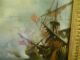 Warship Sea Battle Of Kamperduin - 19th Century. .  Oil On Board - Unique Staving Folk Art photo 10