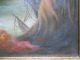 Warship Sea Battle Of Kamperduin - 19th Century. .  Oil On Board - Unique Staving Folk Art photo 7
