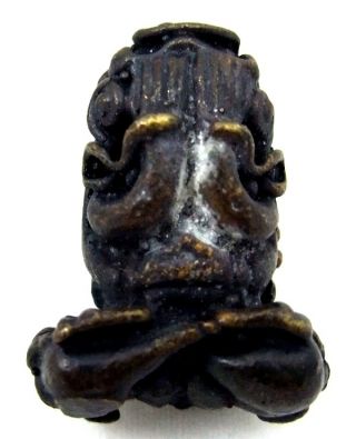 Real Bronze Phra Pidta Thai Closed Eyes Buddha Amulet With Temple Box Collection photo