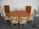 French Painted Parquet Dining Table With 6 Chairs & 2 Leaves By Karges 3620 Post-1950 photo 1