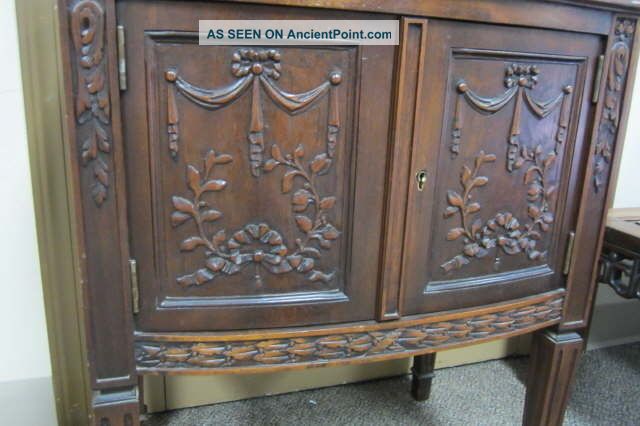 Antique Sewing Cabinet Or End Table Dark Oak Wood Belgium Great Cond 1920 Or 30s 1900-1950 photo