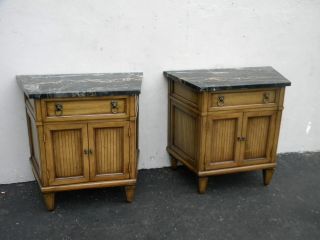 Pair Of Mid - Century Marble - Top Nightstands / End Tables / Side Tables 3051 photo