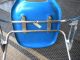 (2) Vintage Krueger Turquoise Blue Fiberglass & Chrome Side Stacking Chair 1900-1950 photo 3